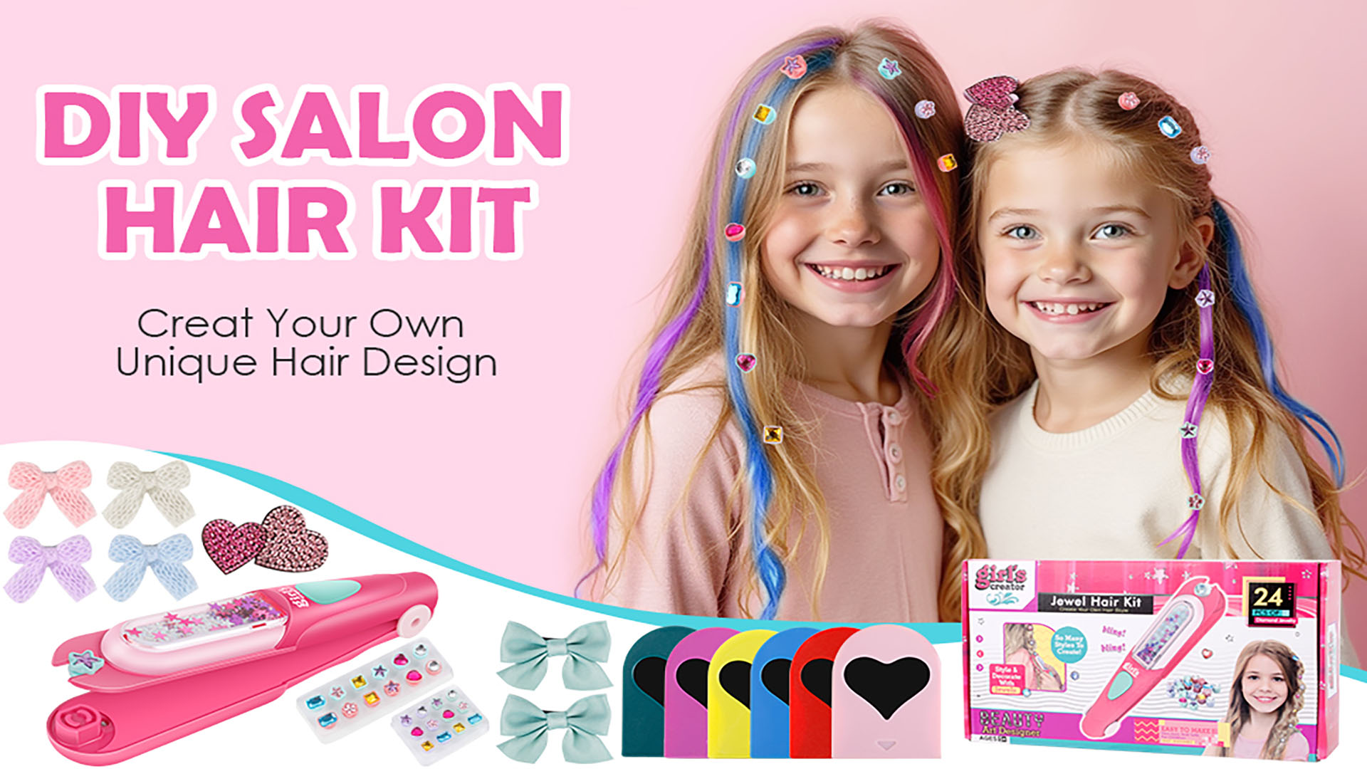 Amazon.com: Hair Gem Stamper Kit with Temporary Hair Chalk, Gem